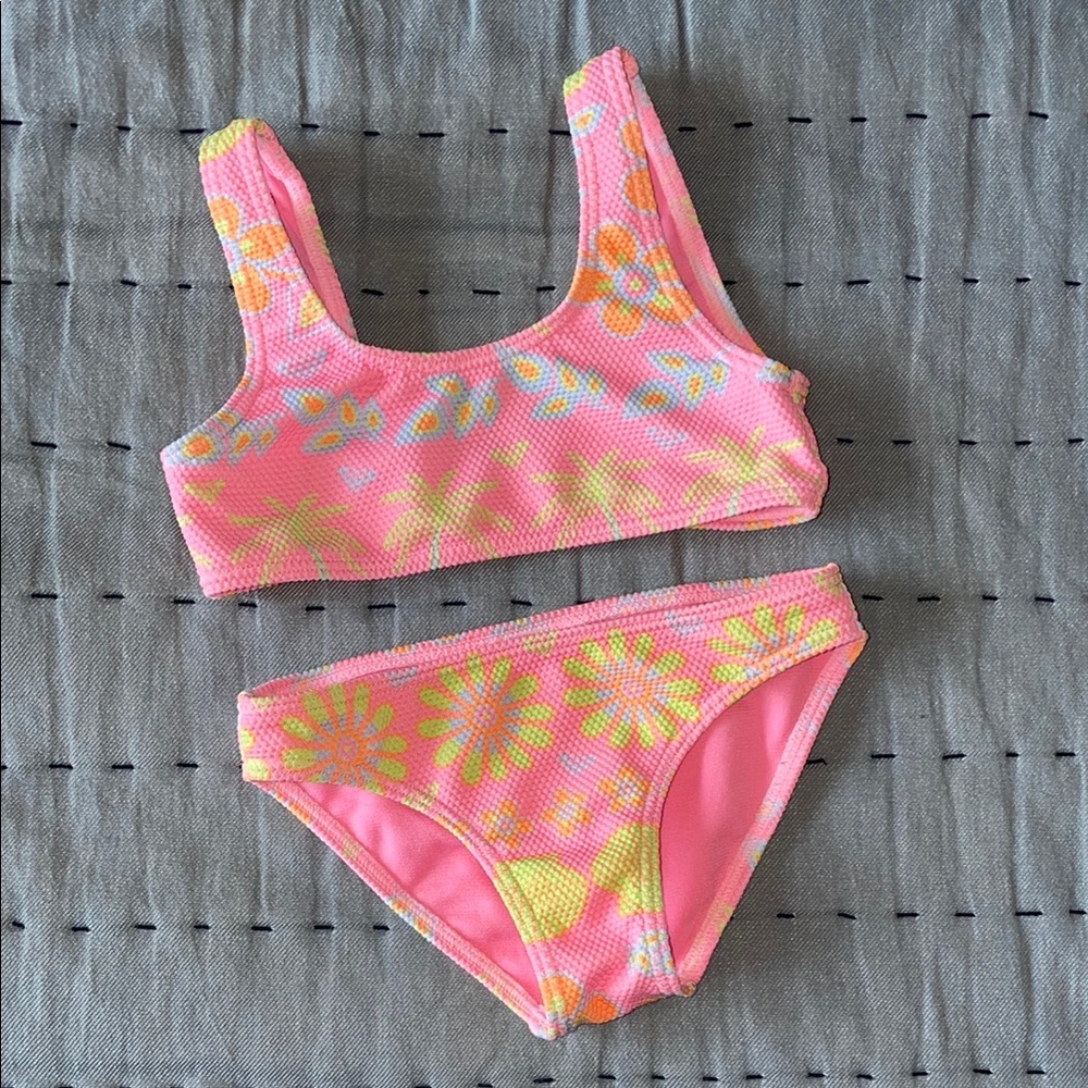 Roxy Girls Pink and Yellow Bikini Set